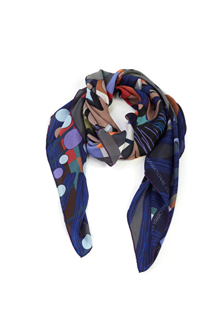 No Frame Blue Womens Silk Scarf
