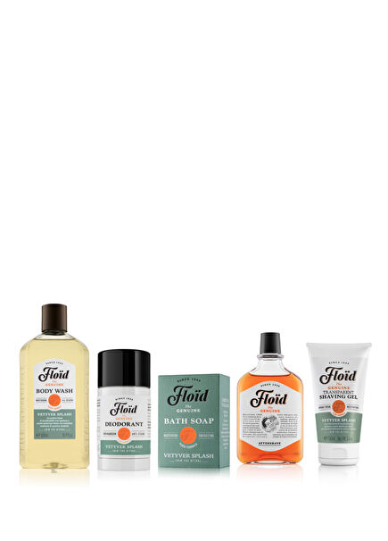 Vetyver Splash Duş Jeli + Deodorant + Banyo Sabunu + Tıraş Jeli + Tıraş Sonrası Losyon Erkek Bakım Seti