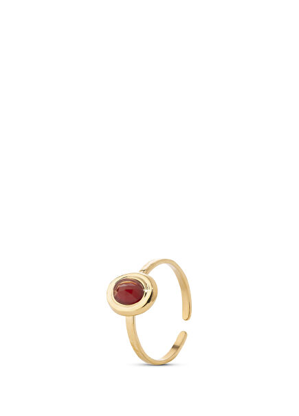 Lisa Gold Red Natural Stone Gold Plated Steel Women Ring