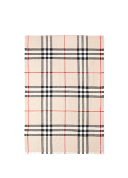 Gauze Wool Silk Krem Kadın Atkı