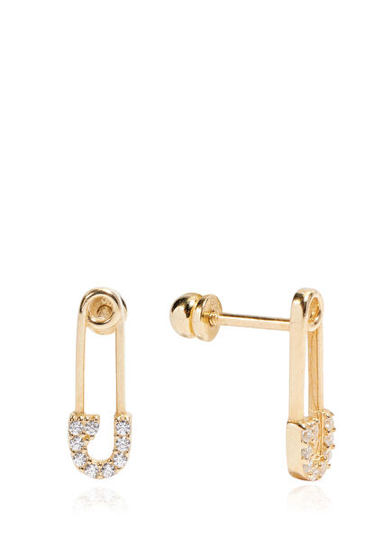 Needle Pattern Women's Gold Earrings