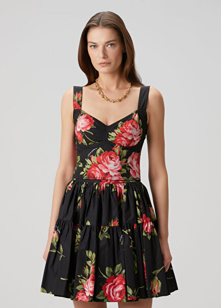 Black Floral Bustier