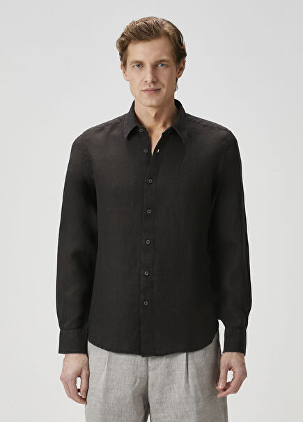 Siyah Keten Gömlek