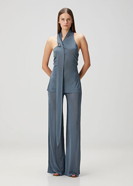 Blue Asymmetrical Blouse