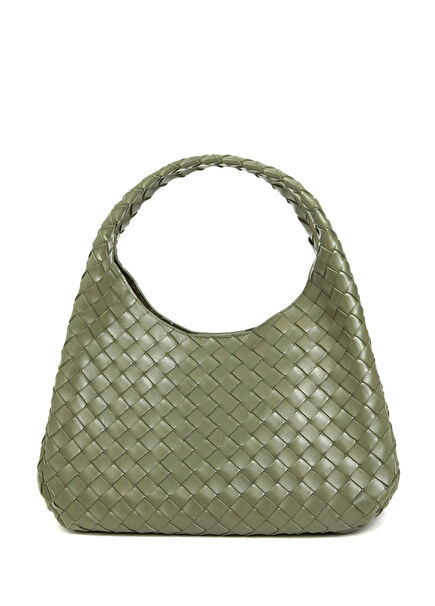 Campana Green Woven Textured Women's Handbag