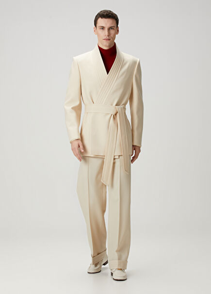 Beige Wool Trousers