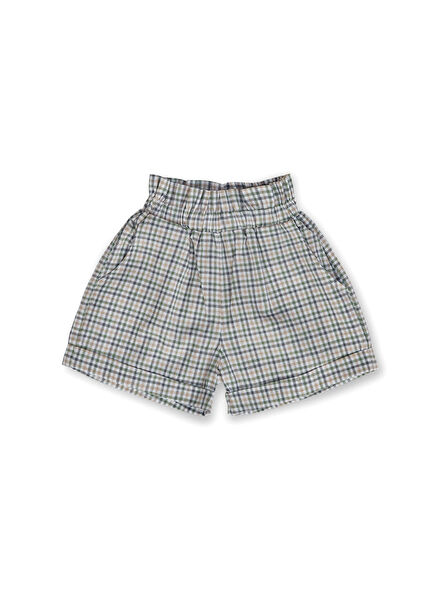 Alba Su Yeşili Organik Pamuk Ekoseli Kız Çocuk  Şort