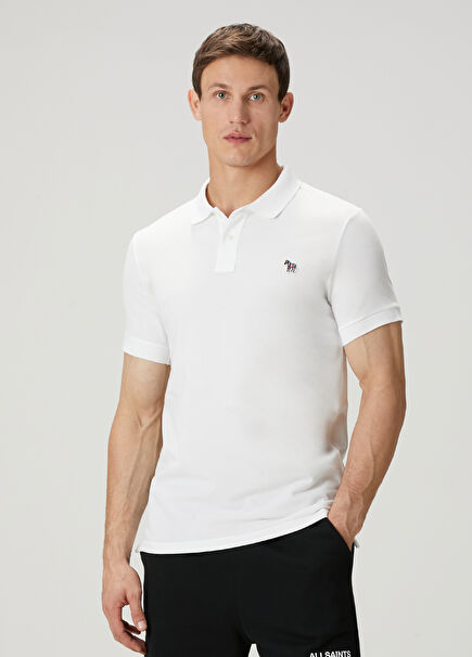 Beyaz Polo Yaka Organik Pamuk T-shirt