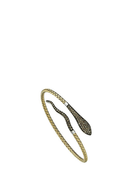 Snake Diamond Detailed Women's Gold Bracelet