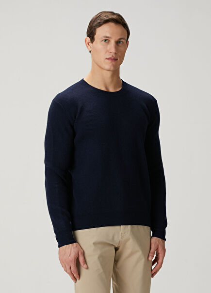 Navy Blue Wool Sweater