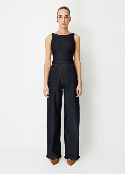 No1 Navy Blue Denim Women's Jumpsuit