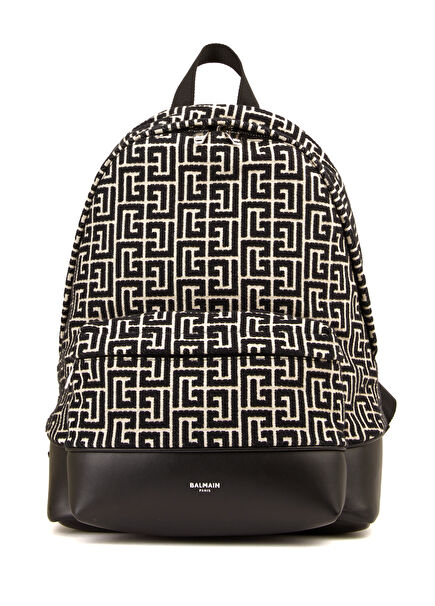 Men's Backpack With Black Logo Pattern