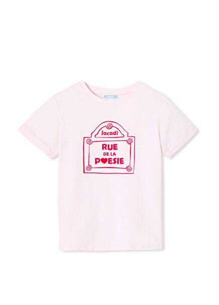 Açık Pembe Pamuklu Kısa Kollu Kız Çocuk T-Shirt