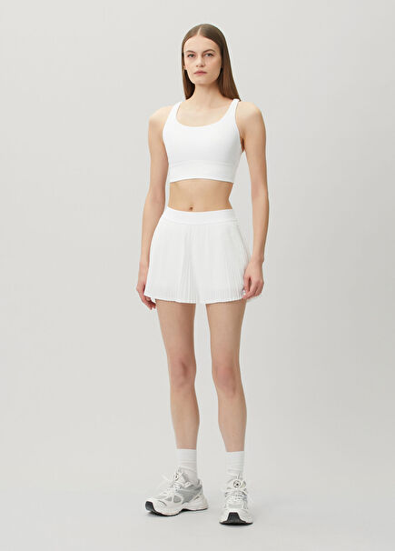 Varsity High-Rise White Pleated Tennis Skirt