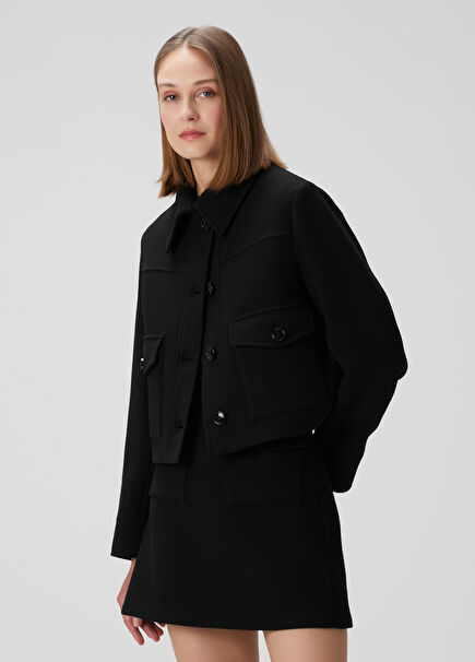 Harper Black Crop Wool Jacket