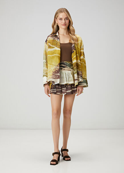 Desenli Mini Keten Etek