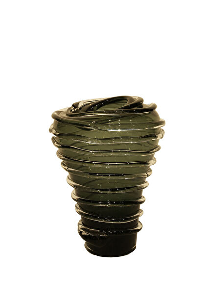 Modern Glass Vase with Grey Ring Form 25.5 cm