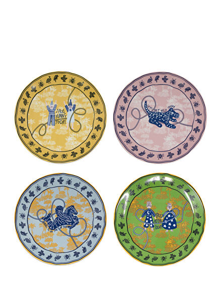 About Today Renkli Porselen 4'lü Tabak Seti