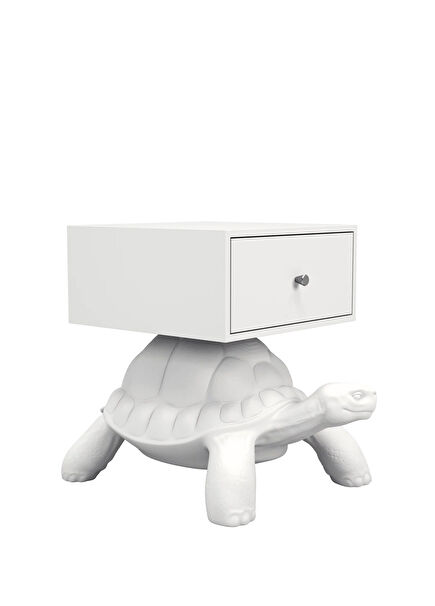 Turtle Carry White Bedside Table