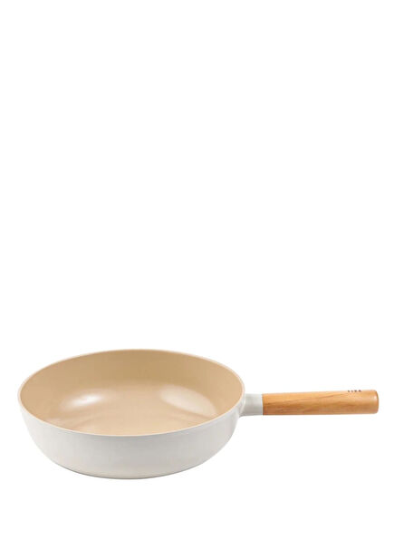 Fika Cream Aluminum Cast Iron Wok Pan 26 cm|