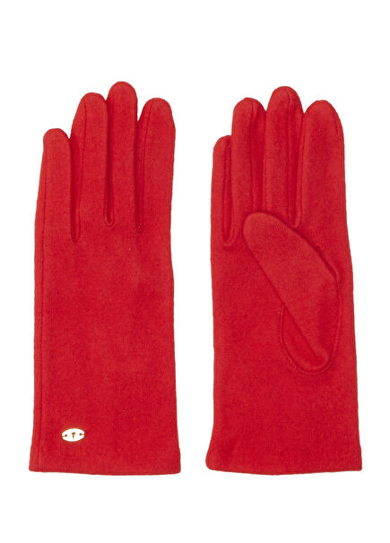 Red Logo Women's Wool Gloves