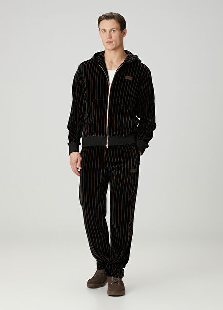 Black Tan Striped Tracksuit