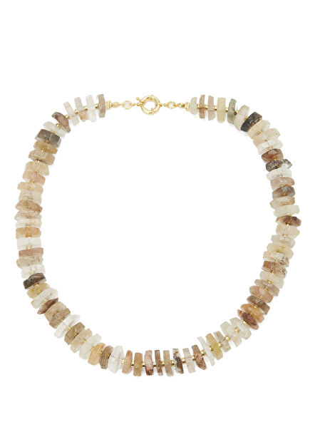 Kahverengi Doğal Taşlı Kadın Kolye