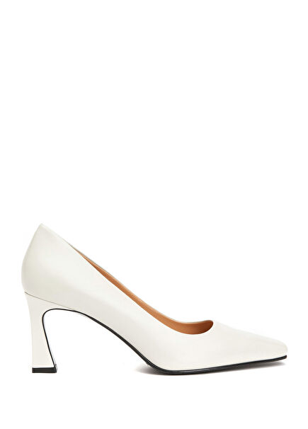 Kırık Beyaz Kadın Deri Stiletto