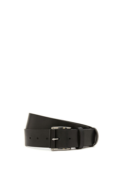 Black Men's Leather Belt