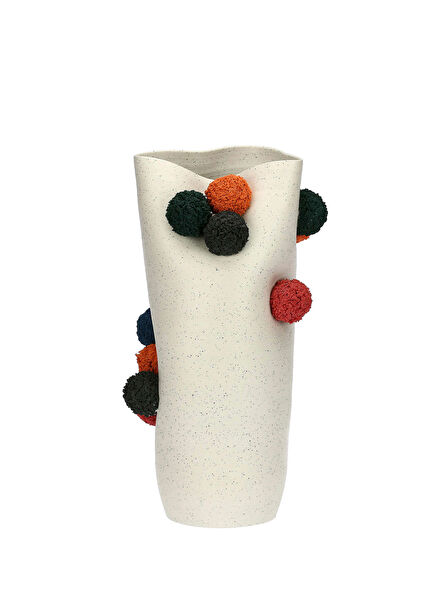 Pompompon White Ceramic Large Size Vase