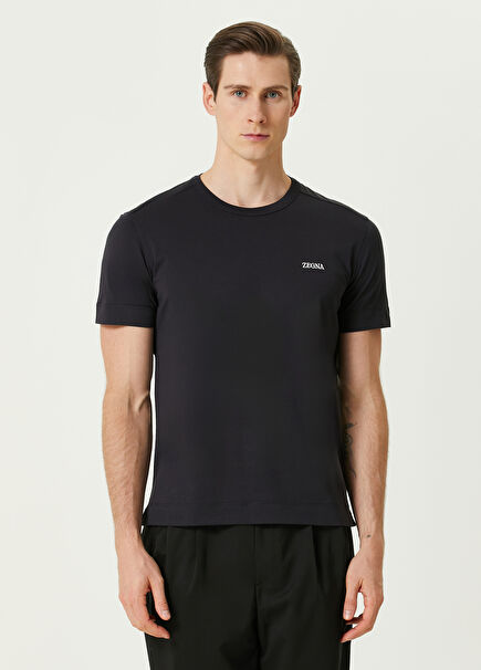 Navy Blue Logo Printed T-Shirt
