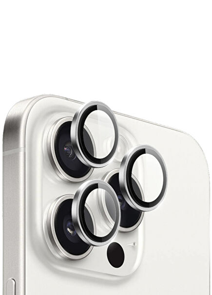 iPhone 16 Pro/16 Pro Max Gümüş Safir Lens Kamera Koruyucu