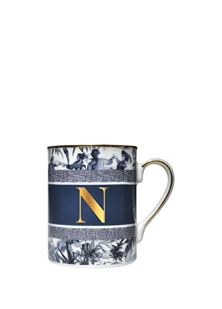 Alphabet Blue Porcelain N Letter Mug