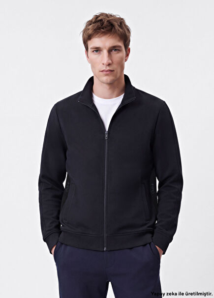 Lacivert Kaz Detaylı Joop Interlock Sweatshirt