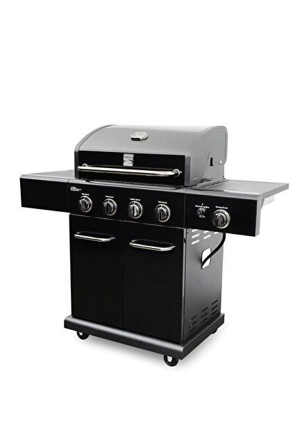 Siyah Çelik 4 Ocaklı Gazlı Barbekü