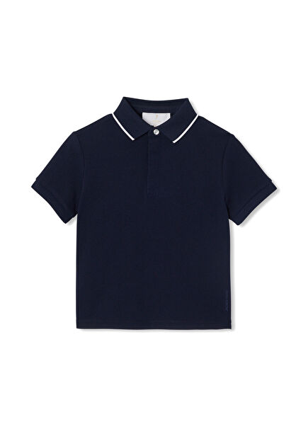 Lacivert Pamuklu Polo Yaka Kısa Kollu Erkek Çocuk T-Shirt