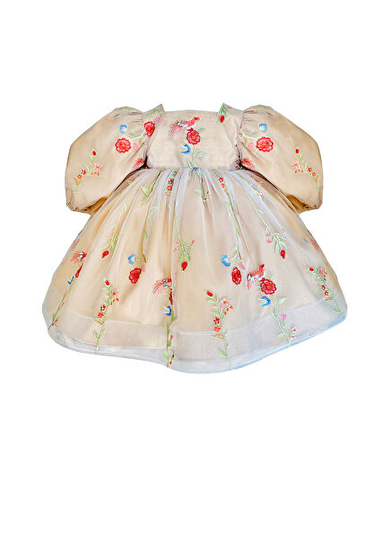 Ecru Floral Girl's Dress