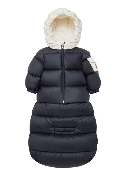 Navy Blue Logo Detailed Baby Jumpsuit