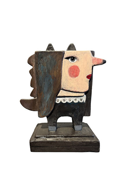 Tarkan Güveli Acrylic Painted Wooden Metal Sculpture