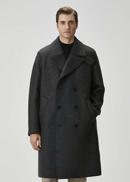 Antrasit Yün Kruvaze Palto