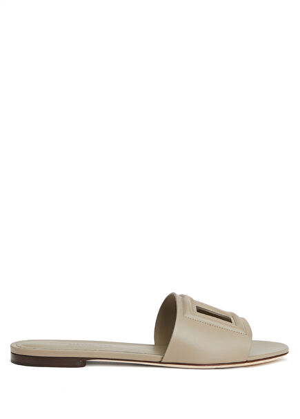 Grey Women's Leather Slippers