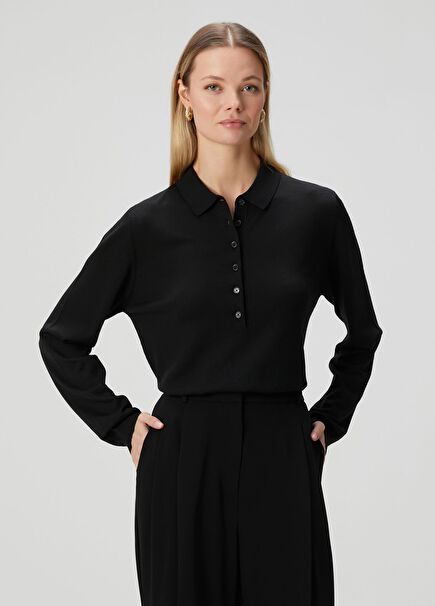 Siyah Yün Polo Triko