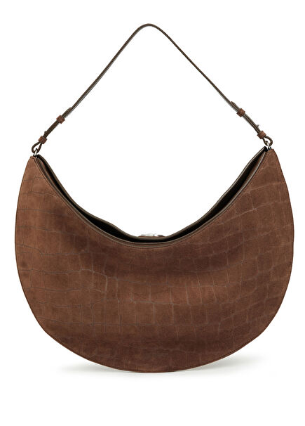 Le Sac Ovalo Koyu Kahverengi Kadın Deri Çanta