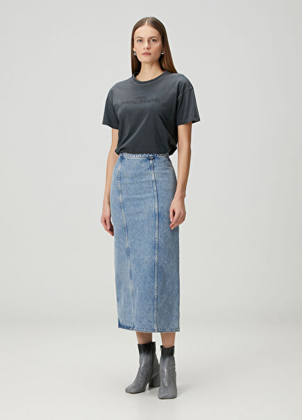 Mavi Midi Denim Etek