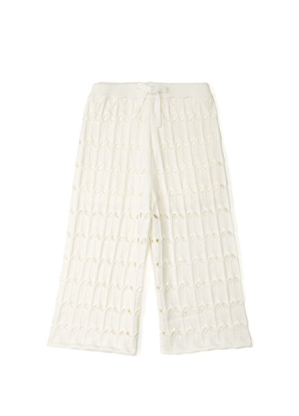 Bone Jacquard Girl's Wool Pants