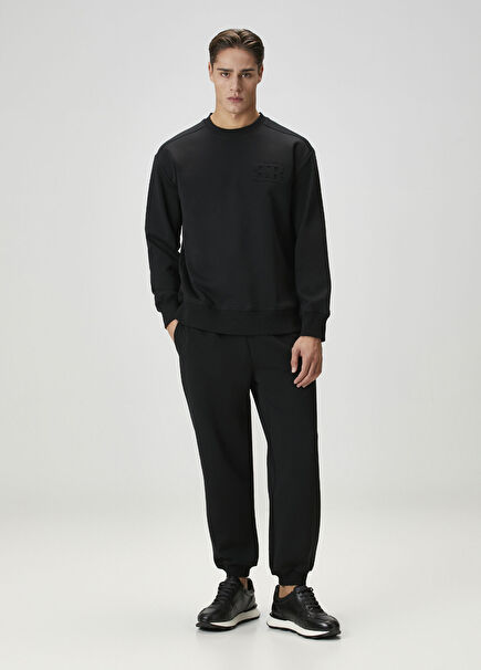 Siyah Beli Kordonlu Jogger Eşofman Altı