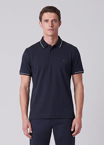 Comfort Fit Navy Blue Polo T-Shirt
