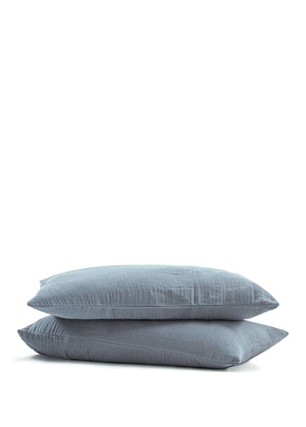 Koza Dark Blue Cotton Pillowcase Set of 2