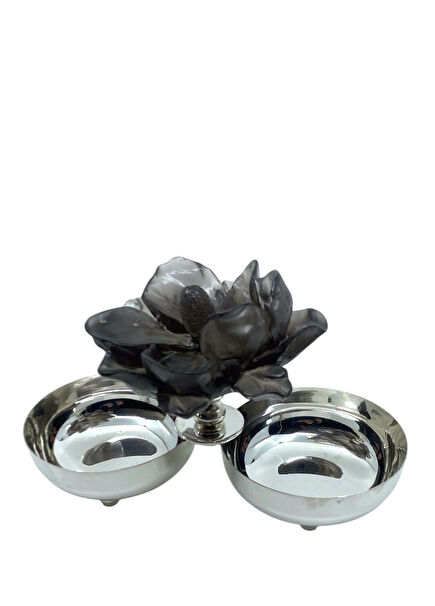 Füme Nilüfer Detaylı Gümüş Kaplama Çerezlik