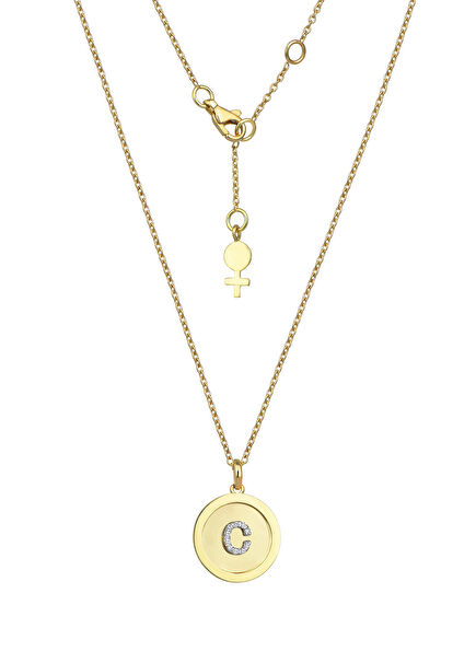 Diamond Letter Women's Gold Necklace C